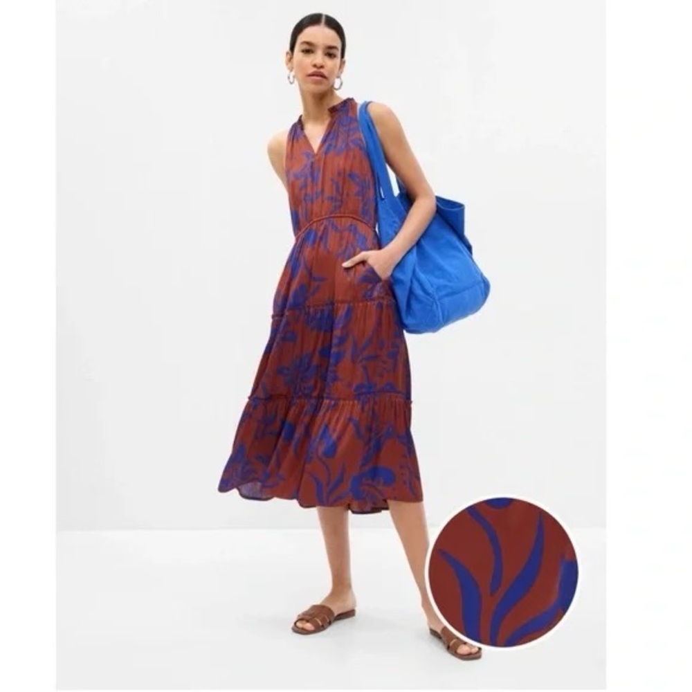 GAP sleeveless tiered midi dress NWT